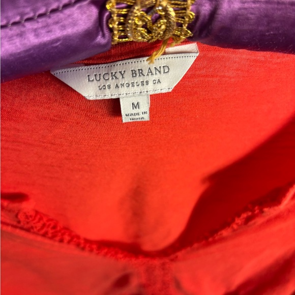 100% Cotton Brick Red Lucky Brand Boho Blouse Size M - Picture 8 of 13